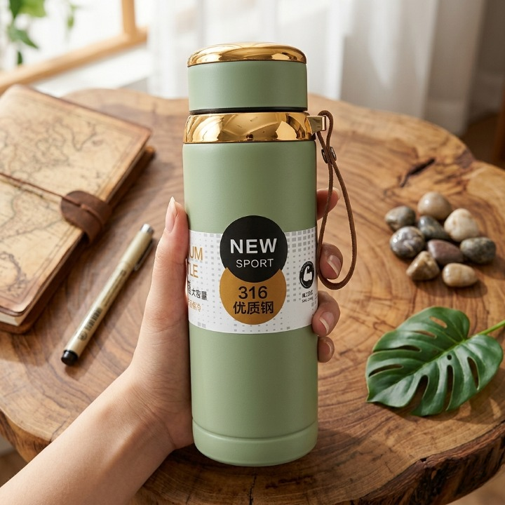 Matte Stainless Steel Bottle Leak Proof Durable Hot Cold Water Bottle For Office Gym Travel - Image 2