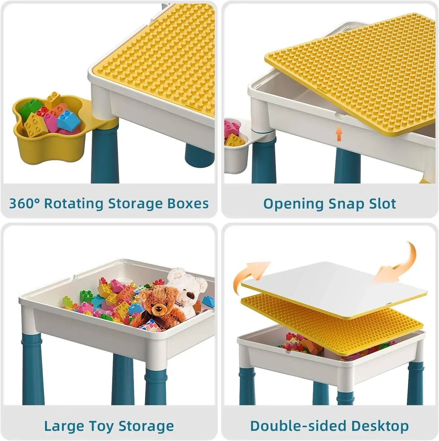 Kids Building Blocks Table With Chair Multi-Functional Play Set For Creative Learning, Building, Drawing, And Fun Activities - Image 3