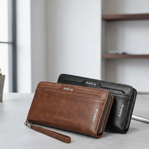 Baellerry Mens Long PU Leather Zipper Wallet | Stylish & Durable | Multi-Card Organizer