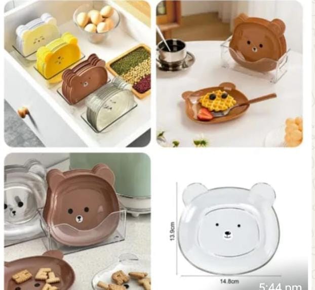 8 Plates With Stand Bear Design Durable Quality Stylish Look Reliable Utility Perfect Choice For Daily Use (Random Color) - Image 4