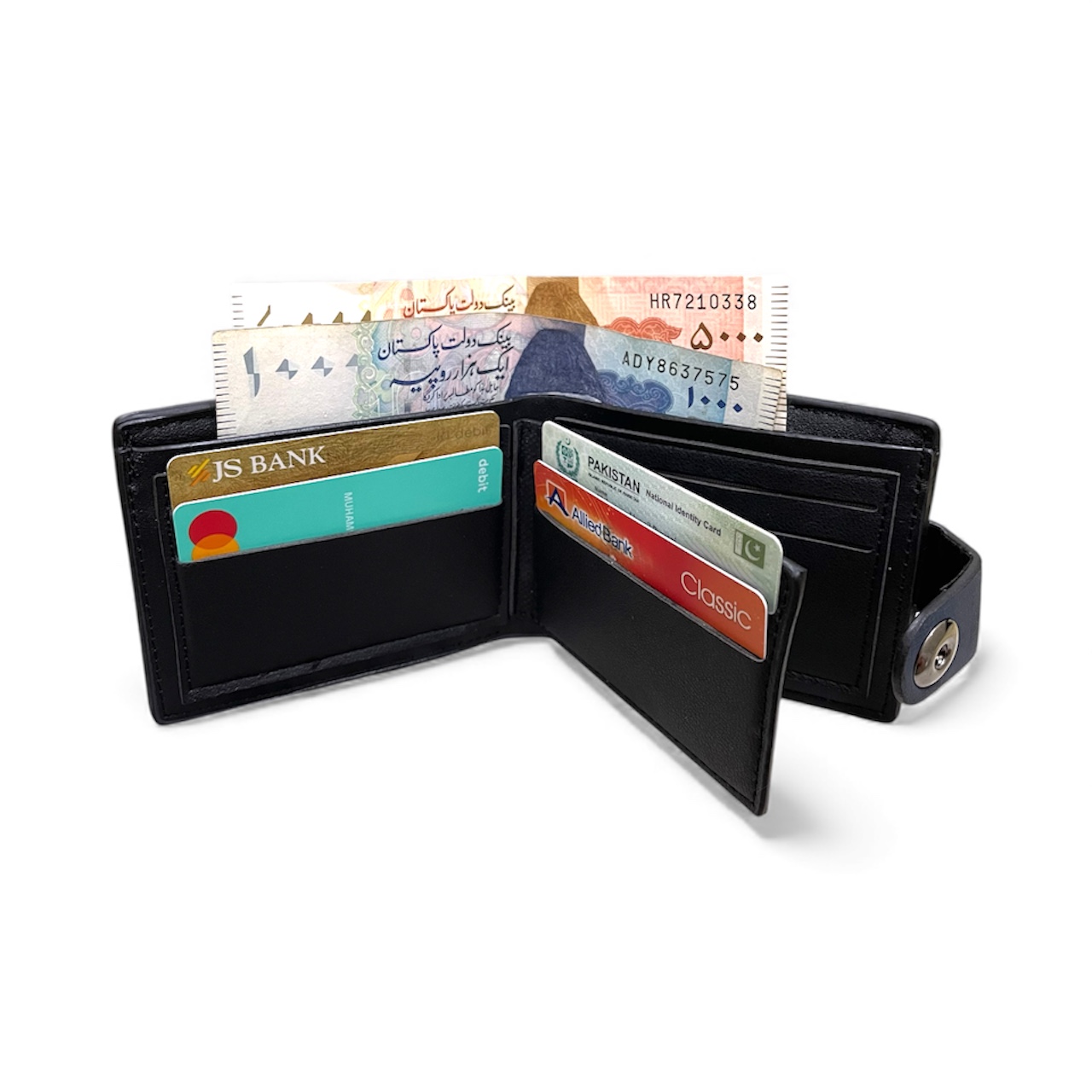 Men PU Leather Wallet with Box | Multi Card Slots & Secure Snap Button | 7 Card Holders & 3 Note Compartments - Image 2