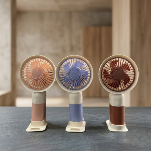Mini Cute Rechargeable Handheld Fan with Integrated Mobile Stand Base Premium Single-Speed Portable Desktop Fan