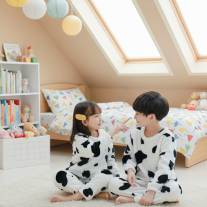 Ultra-Soft Fleece Kids Cow Print Pajamas