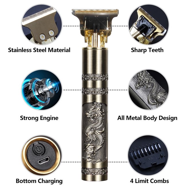 (metal Body) T9 Electric Shaver Man Cordless Hair Beard Trimmer For Men Haircut Shaving Machine Tools Barber Accessories - Image 2