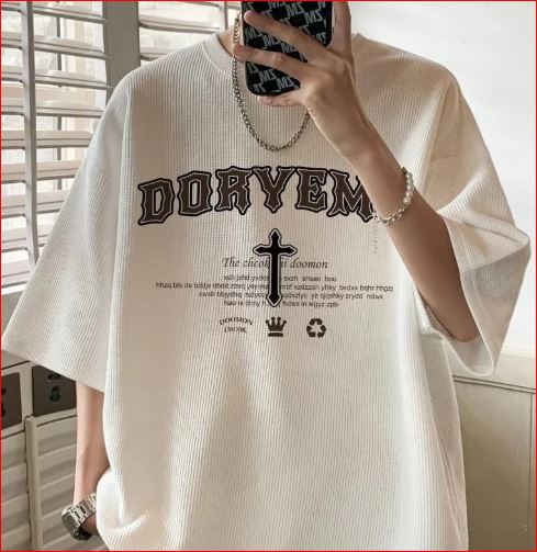 Men Waffle Short Sleeve T-Shirt Casual Summer Graphic Tee