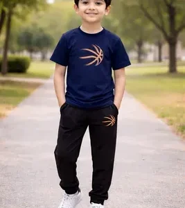 Kids Printed Navy Blue Track Suit Set for Boys & Girls 1–12 Years | Soft Cotton Casual Outfit