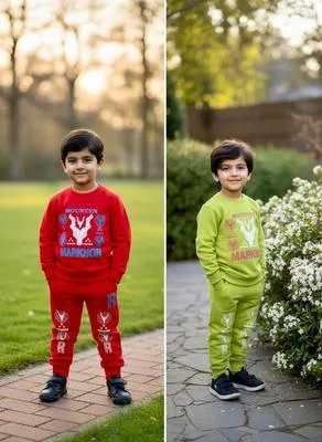 2 Sets Fleece Tracksuit for Boys Monster Truck Dinosaur Print | Warm Winter 2-Piece Outfit - Image 5