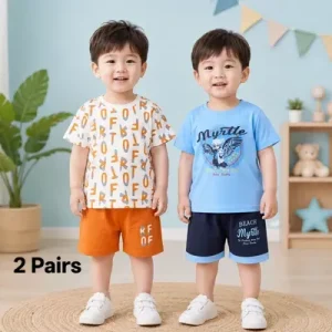 Kids 2-Pair T-Shirt & Shorts Set for Boys | Soft Cotton Summer Outfit Pack