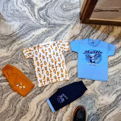 Kids 2-Pair T-Shirt & Shorts Set for Boys | Soft Cotton Summer Outfit Pack - Image 6