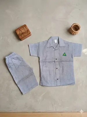 2 Pcs Boys Cotton Lawn Printed Shirt & Shorts Set | Stylish Summer Casual Outfit for Kids | Comfortable Breathable Matching Co-Ord Set - Image 3