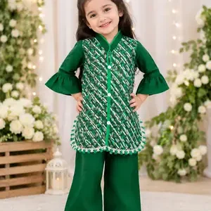 Pakistan Independence Day Girls Embroidered Shirt & Trouser