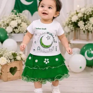 14 August 2 Pcs Girl's Fancy Embroidered Shirt & Skirt Set