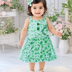 14 August 2 Pcs Girl's Cotton Lawn Printed Frock & Trouser Set