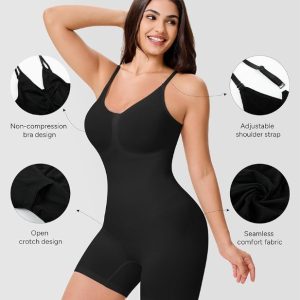 Shapewear Bodysuit for Women Seamless Tummy Control Mid-Thigh Body Shaper (Skin Color)