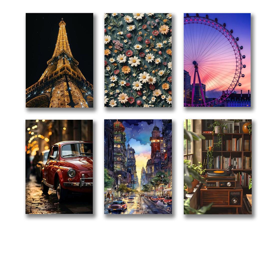 set of 6 wooden canvas frames for wall decoration / sticky photo tiles - Image 2