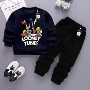 Looney Tunes Fleece Tracksuit for Kids 1-12 Years | Warm Winter Sweatshirt & Trouser Set