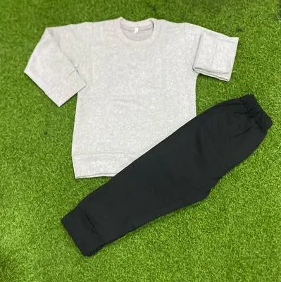 Girls Fleece Printed Tracksuit Grey Black | Warm Winter 2-Piece Tracksuit for Girls (3-9 Years) - Image 2
