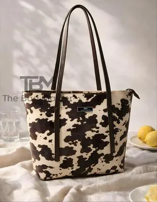Brown Cow Print Tote Bag with Dual Straps | Premium Women's Shoulder Handbag for Shopping, Office & Daily Use - Image 2