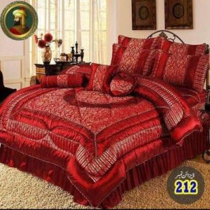Silk Jacquard Bridal Set Red Embroidered Double Bed 14 Pcs