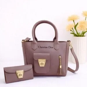 Purple Leather Handbag & Wallet Set for Women | Stylish PU Leather Purse with Matching Wallet for Girls