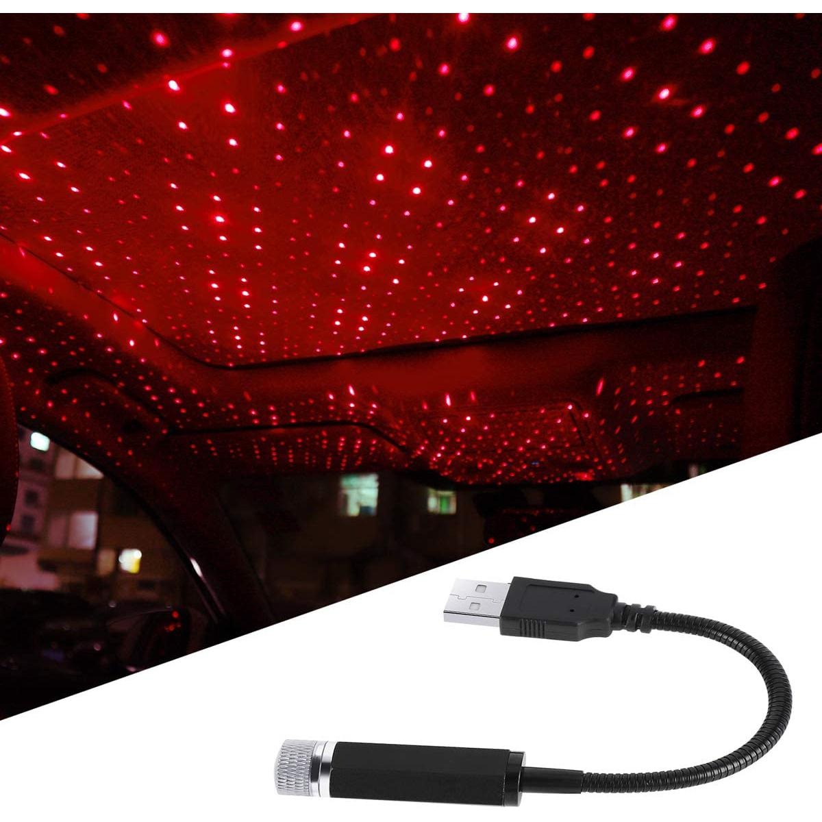 LED Galaxy Star Light USB Powered Rotating Starry Sky Laser Night Light For Bedroom Car Roof And Ceiling Decoration Red Color - Image 4