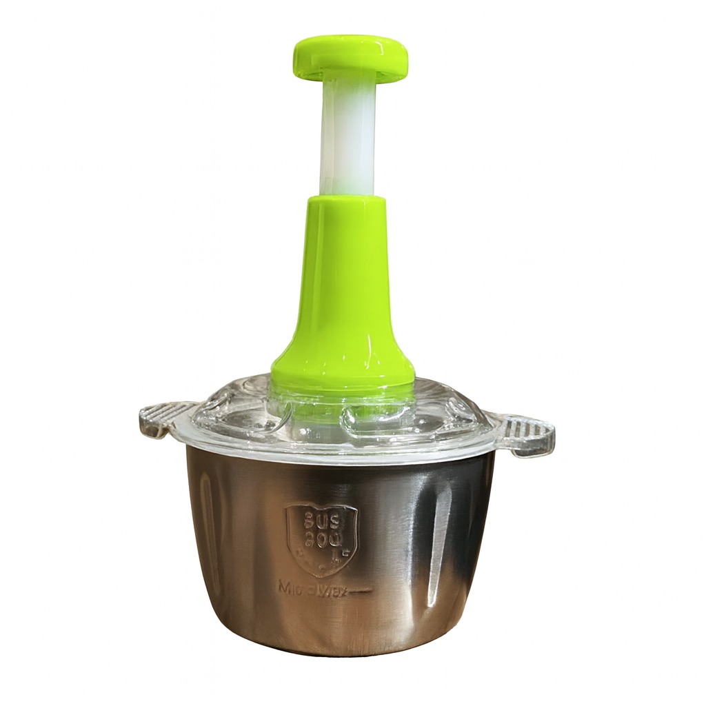 Assorted Stainless Steel Manual Food Chopper 2L Multi Purpose Vegetable Fruit And Nut Cutter With Hand Push Blades - Image 3