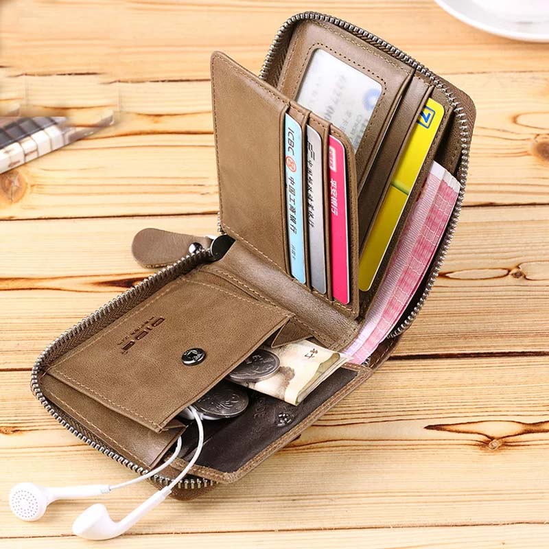 GOL Zip Leather Wallet for Men Compact Wallet with Coin Pocket Card Slots and Secure Closure - Image 3