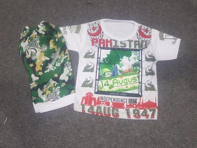 Pakistan Day Shirt & Shorts Set for Kids | 100% Cotton | 2 Pcs Independence Day Outfit - Image 2