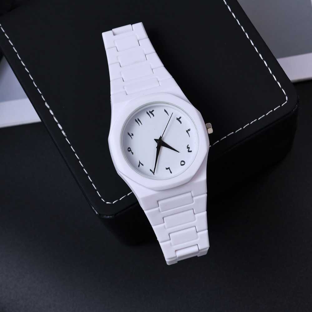 White Arabic Aura Watch for Men & Women – Stylish Arabic Dial Wrist Watch for Boys & Girls - Image 2