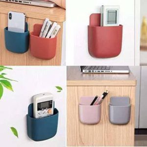 Mobile Wall Holder Socket Phone Charging Holder, Wall Mounted Mobile Phone Holder Remote Holder Brush Holder Accessories Holder Mobile Holder Plastic Multiple Colors