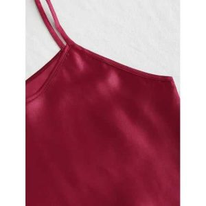 Premium Maroon Satin Silk-Look Cami Top for Women