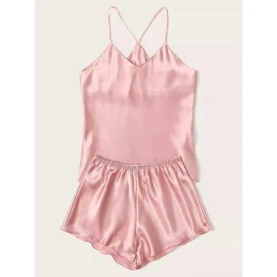 Women's Criss Cross Back Cami & Shorts Nightwear Set - Image 3