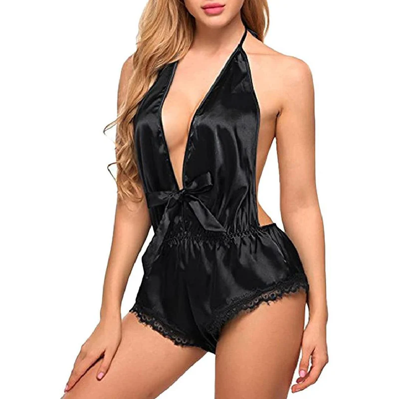 Deep V Satin Lace Sleepwear for Women - Image 5