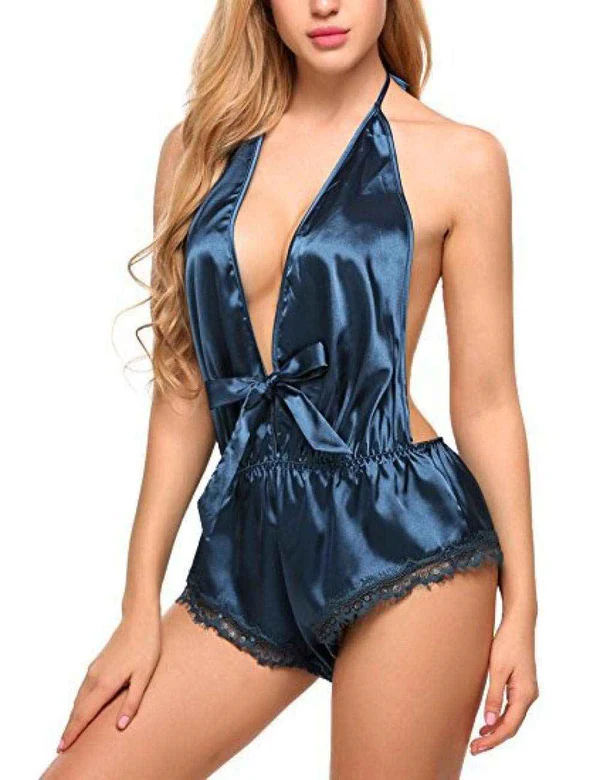 Deep V Satin Lace Sleepwear for Women - Image 4