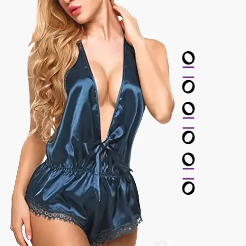 Deep V Satin Lace Sleepwear for Women - Image 3