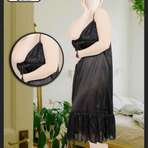 Two Hearts Imported Satin Lace Nighty for Women