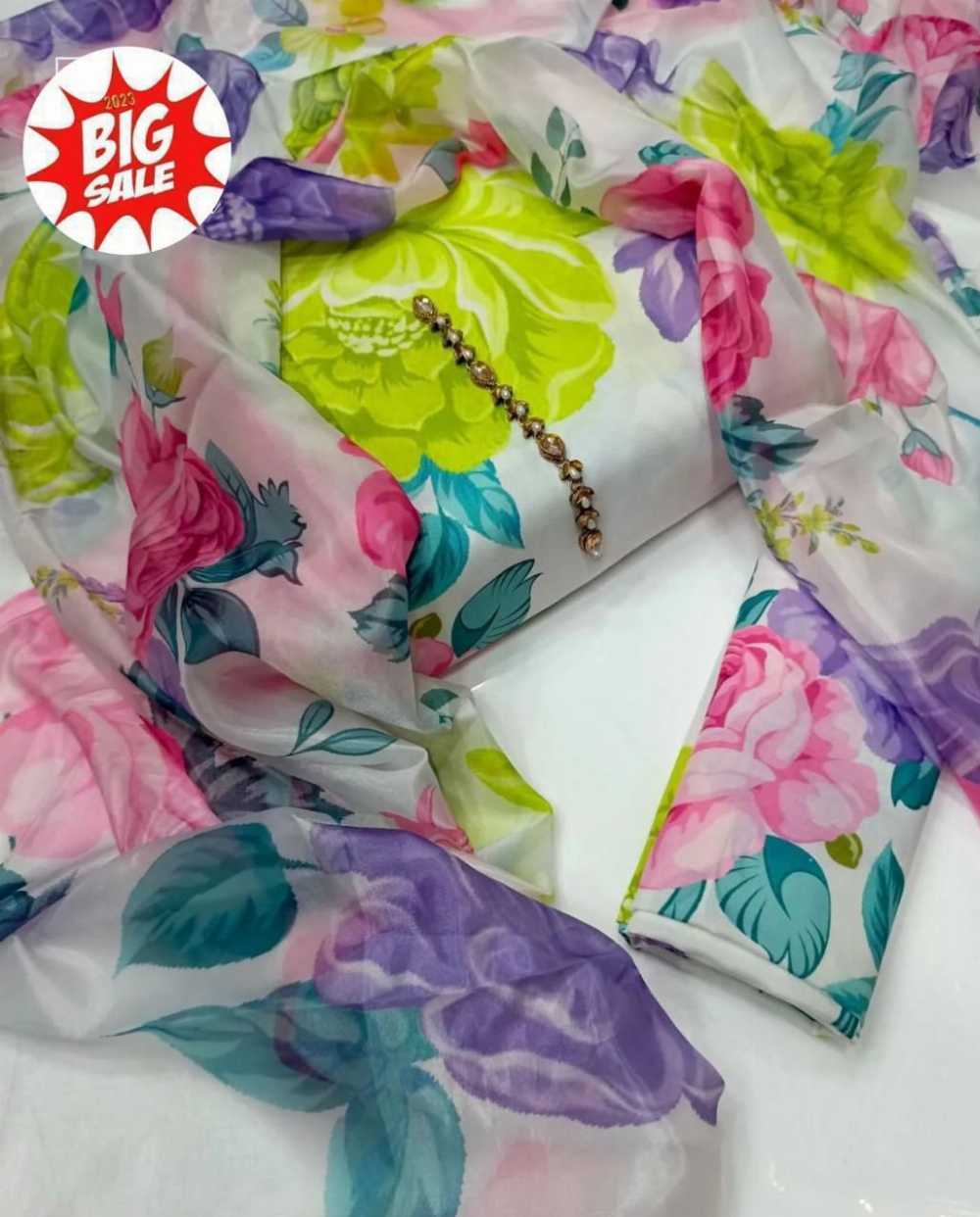 Digital Printed 3 Piece Swiss Cambric Cotton Suit with Silk Dupatta Collection 112 (Unstitched) – Premium Women's Summer Dress