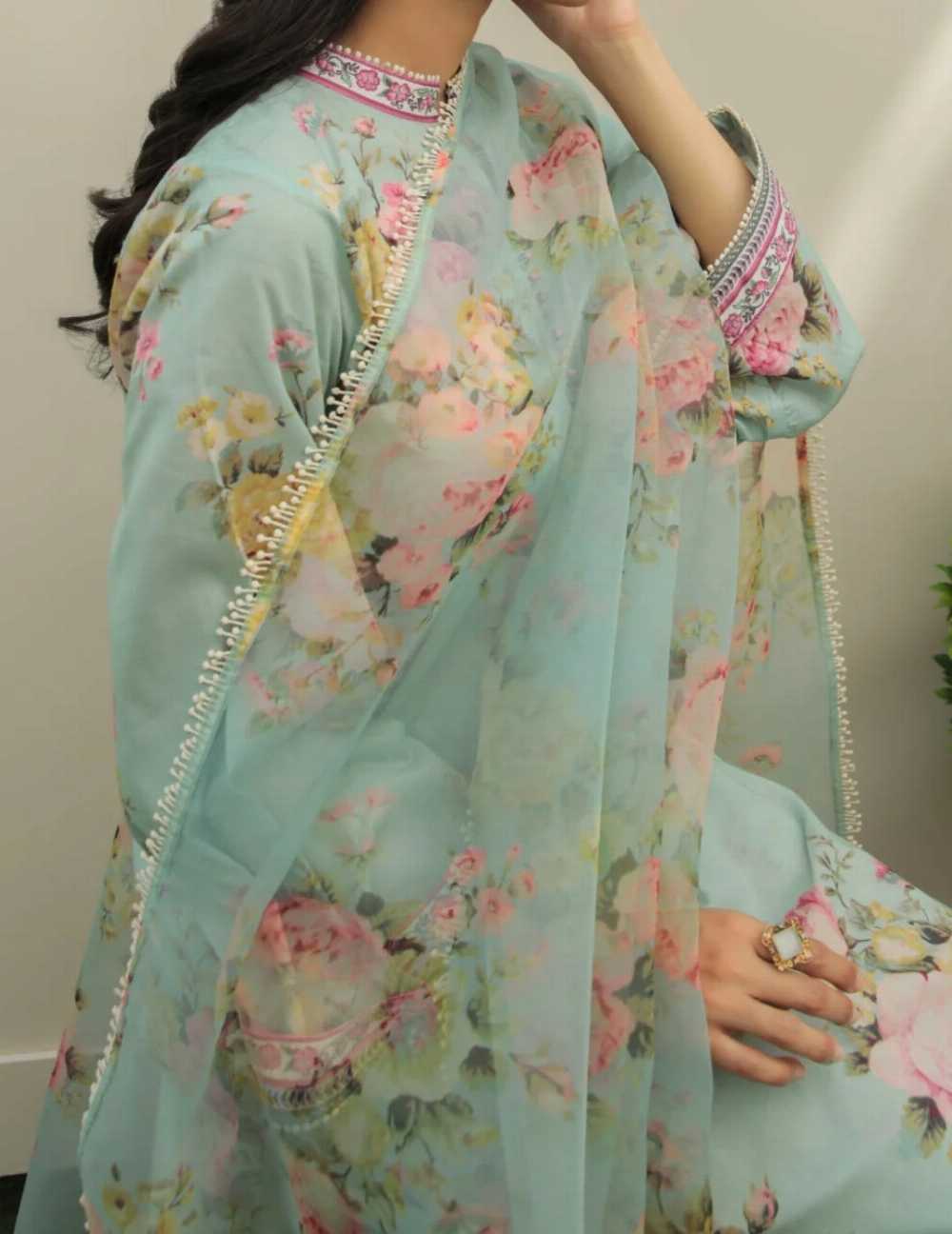 Digital Printed 3 Piece Swiss Lawn Suit with Organza Dupatta – Collection 01 | Unstitched Women's Summer Dress - Image 2