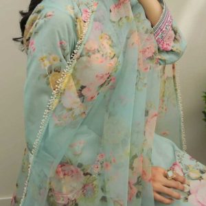 Digital Printed 3 Piece Swiss Lawn Suit with Organza Dupatta – Collection 01 | Unstitched Women's Summer Dress