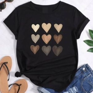 Cute Heart DTF Printed T-Shirt for Women | Soft Cotton Graphic Tee