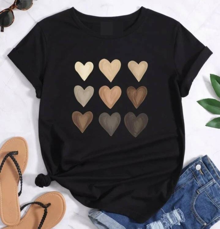 Cute Heart DTF Printed T-Shirt for Women | Soft Cotton Graphic Tee