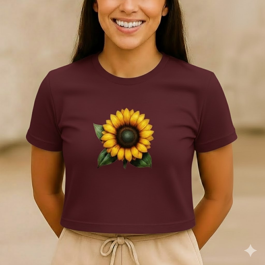 Cute Flower Summer DTF Printed T-Shirt for Women | Soft Cotton Casual Tee - Image 3