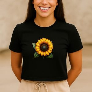 Cute Flower Summer DTF Printed T-Shirt for Women | Soft Cotton Casual Tee