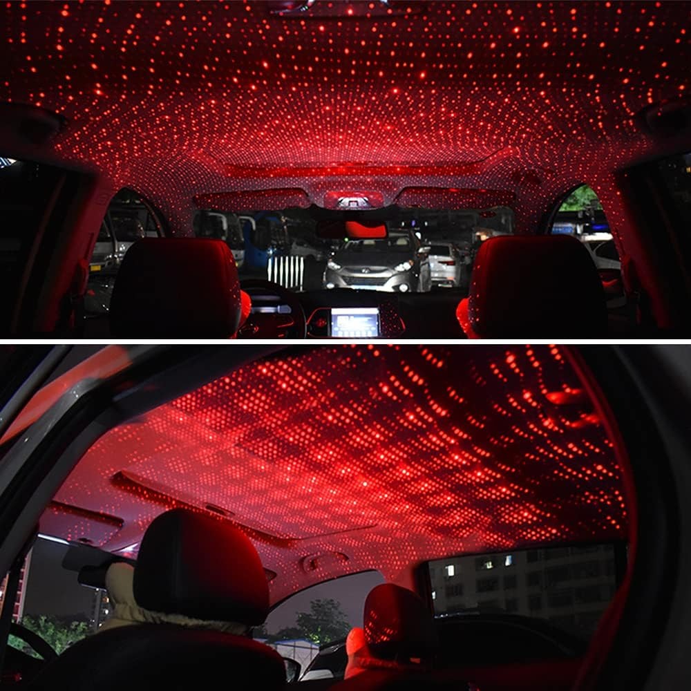 LED Galaxy Star Light USB Powered Rotating Starry Sky Laser Night Light For Bedroom Car Roof And Ceiling Decoration Red Color - Image 2