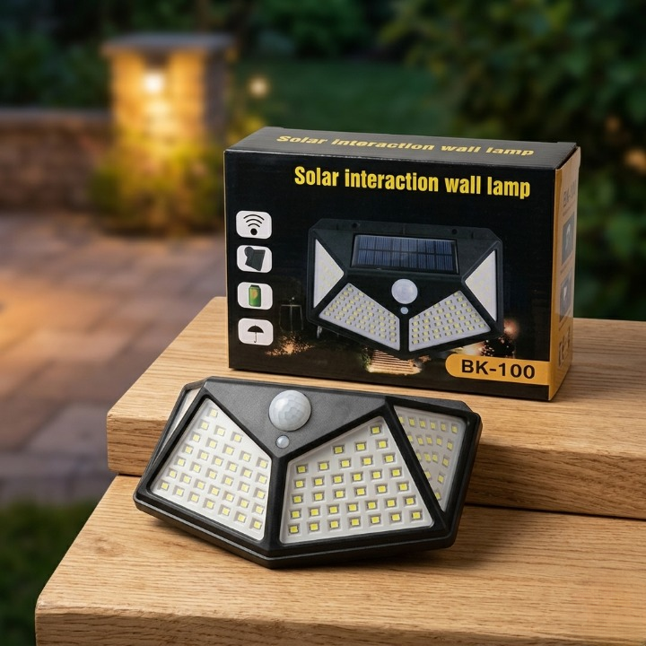 100 LED Solar Power Sensor Wall Light IP65 Waterproof Outdoor Security Motion Sensor Lamp with 3 Lighting Modes - Image 3