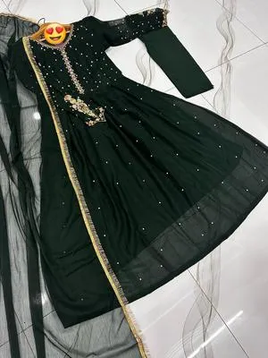 Women's Stitched Chiffon Maxi with Embroidered Design - Image 3