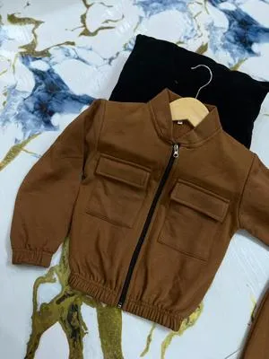 Kids Brown Fleece Jacket & Trouser Set 2Pcs | Warm Winter Outfit for Boys & Girls - Image 3