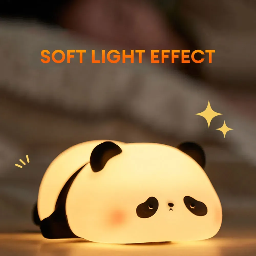 Rechargeable Panda Night Lamp Cute Soft Silicone Panda Light for Bedroom, Kids Room & Home Decoration
