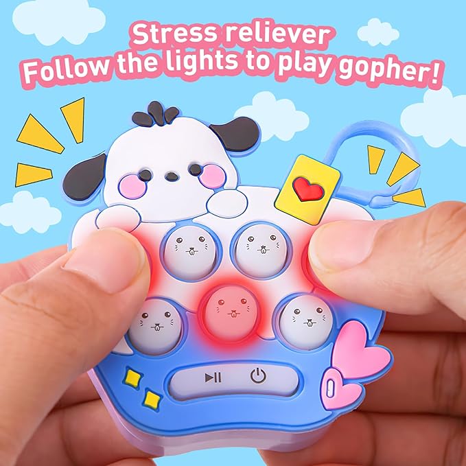 Mini Quick Push Electronic Fidget Toy 2-in-1 Handheld Memory Game & Keychain Charm for Kids and Adults