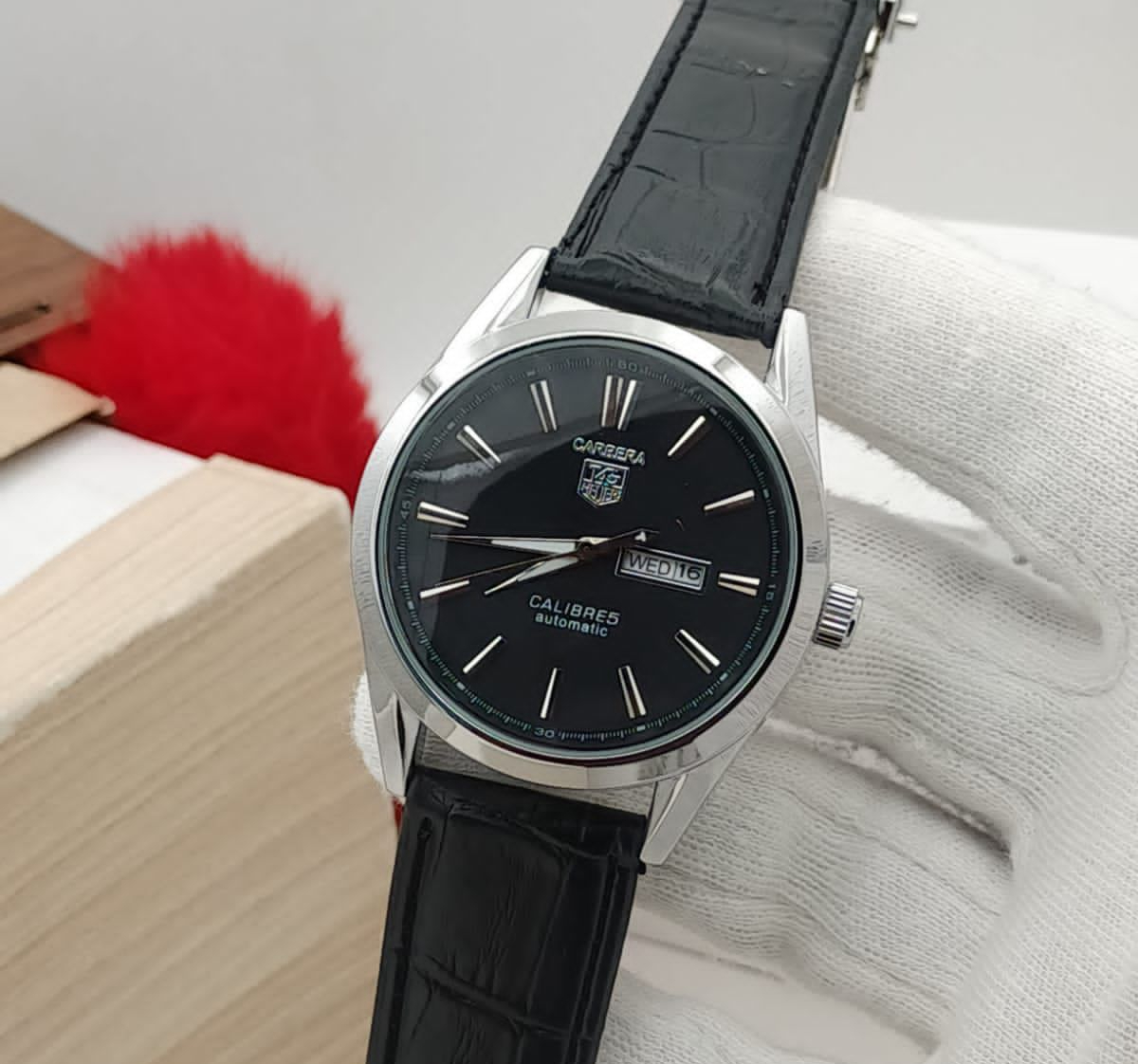 Carrera Calibre 5 - Luxury Swiss Watch With Leather Strap Mens Watch Wrist Watch | Best Quality Men Watch - Image 2